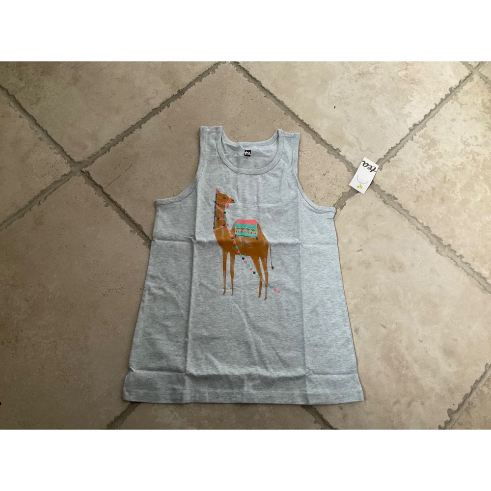 NWT‎ Tea Collection Girls 10 Hump Day Camel Tank Top Light Grey Heather